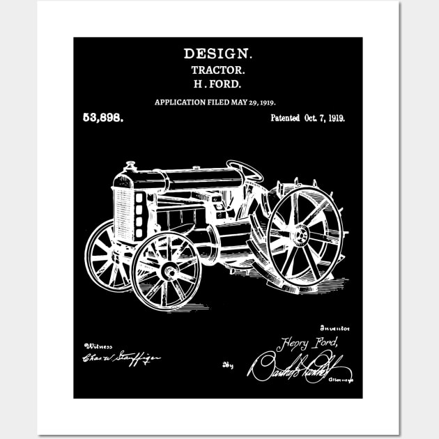 Ford Tractor Patent 1919 Vintage Tractor patent Wall Art by Anodyle